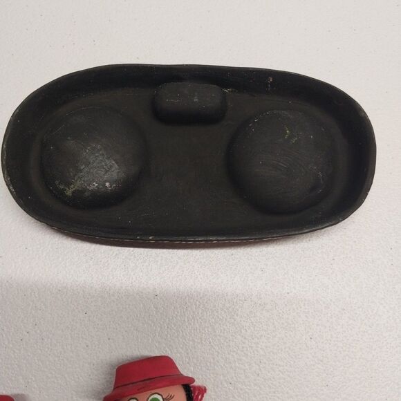 Vintage Folk Art Hand Painted Salt & Pepper Shakers + Toothpick Holder Pottery - Picture 7 of 15